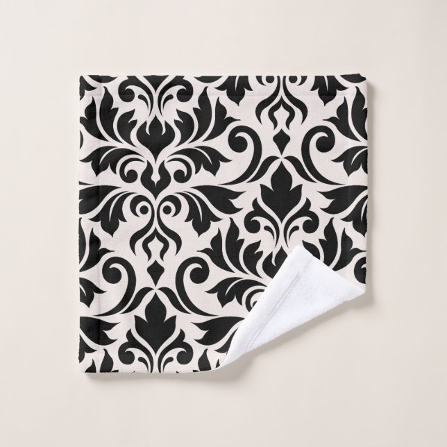 Florecer Damask arte I negro en crema (Toallita)