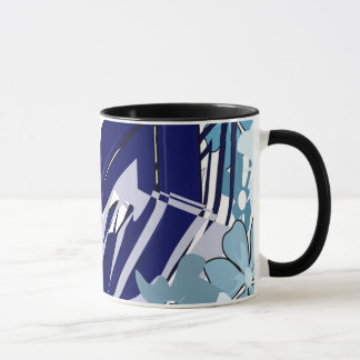 Florecer de Cuadrícula Abstracta Azul — Taza Abstr