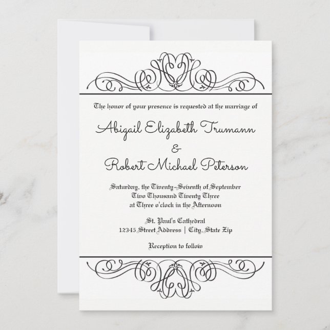 Florecer Floral Formal - Invitación de Boda 5x7 (Anverso)