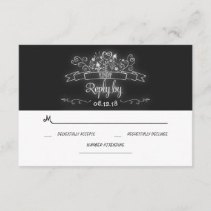floreciente boda en pizarra a mano RSVP