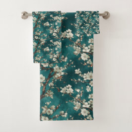 Florecimiento de cerezo rosa pálido en fondo Verde