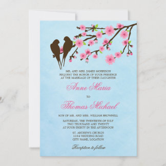 Florecimiento de cerezos y amor Aves Invitación a 