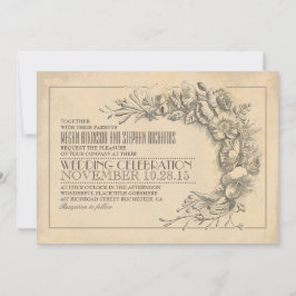 Florecimiento de la antigua invitación a la boda d