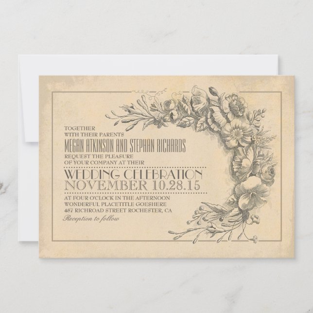 Florecimiento de la antigua invitación a la boda d (Anverso)