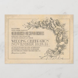 Florecimiento de la antigua invitación a la boda d