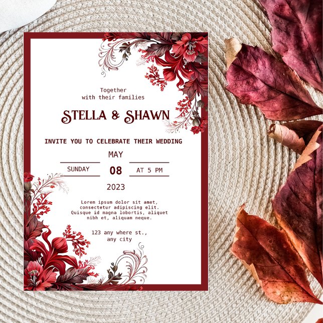 Florecimiento elegante de Crimson: Invitación a la (Subido por el creador)