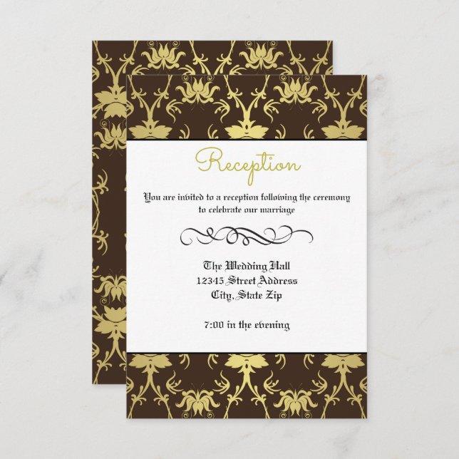 Florecimiento formal Gold Retro - Invitación a la  (Anverso / Reverso)