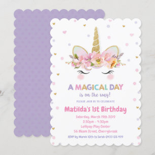 Florencia de Chicas de unicornio invitaciones de c