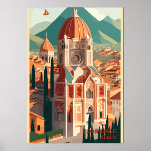 Florencia Italia Retro Poster Viajes de arte