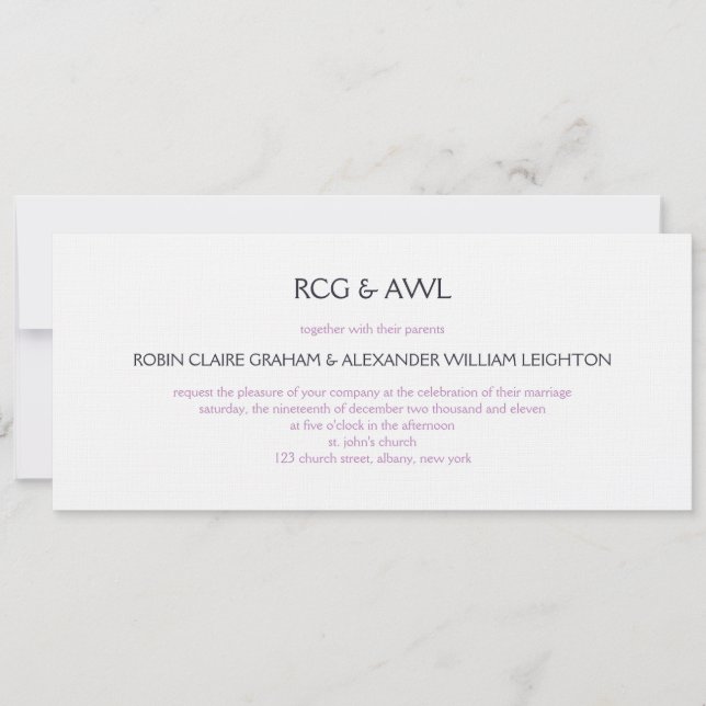 Florentino : Violet : Invitación a la boda (Anverso)