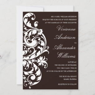 FLOREO NEGRO Y BLANCO  INVITACIÓN DE BODA