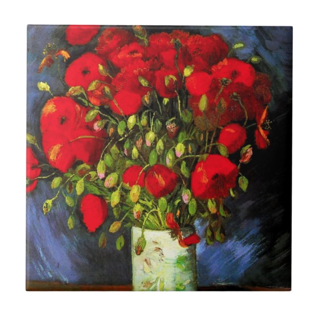 Florero de Van Gogh con la teja roja de las (Frente)