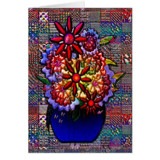 Florero del azul de cobalto con las flores