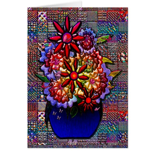 Florero del azul de cobalto con las flores (Frente)