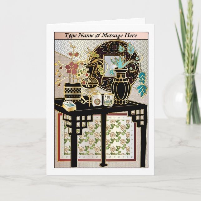 Floreros de Mah Jongg 01 Tarjeta personalizable (Anverso)