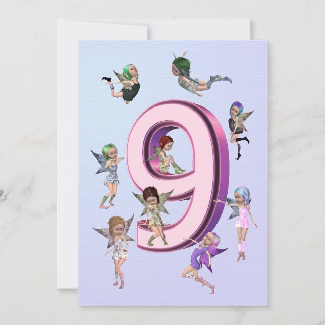 Flores 9.ª invitación a la fiesta de cumpleaños (Anverso)