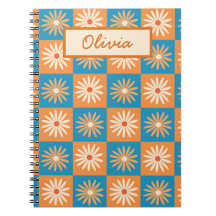 Flores a Cuadros en Cuadernos Personalizados Azule