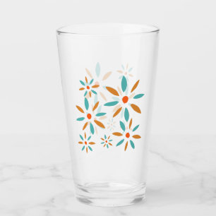 Flores abstractas de azul turquesa y naranja Mod m