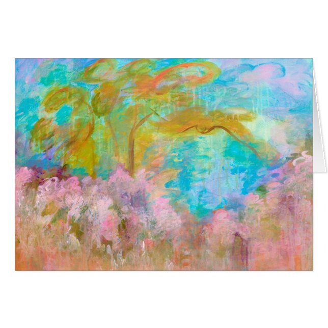 Flores abstractas de la aguamarina del rosa del (Anverso (Horizontal))