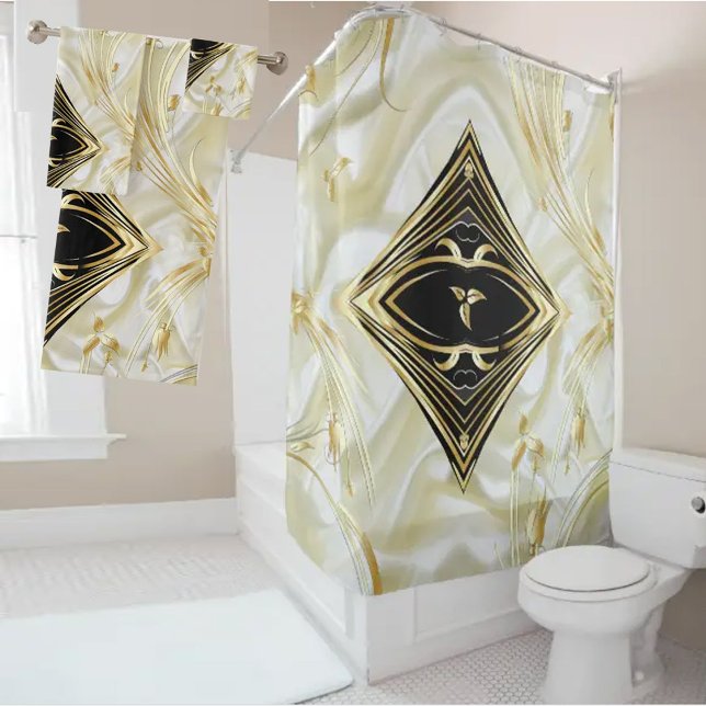 Flores abstractas de plata en seda y arte (Silver and Gold abstract flowers on silk)