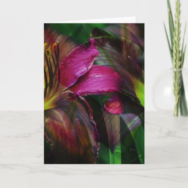 Flores abstractas deja tarjeta de nota de arte (Anverso)