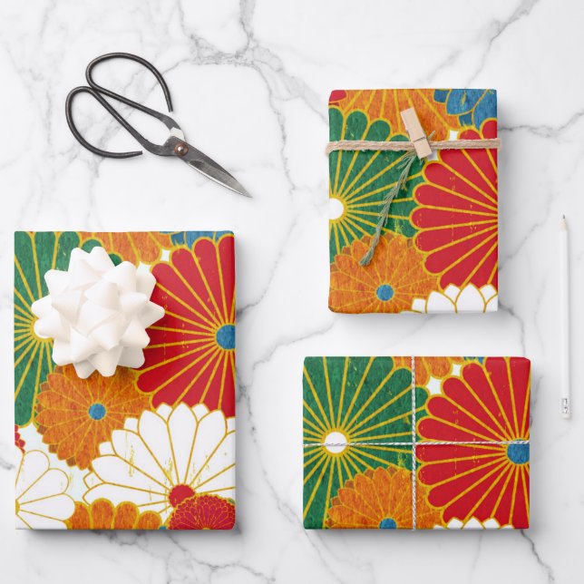 Flores abstractas Envolver hojas de papel (Anverso)