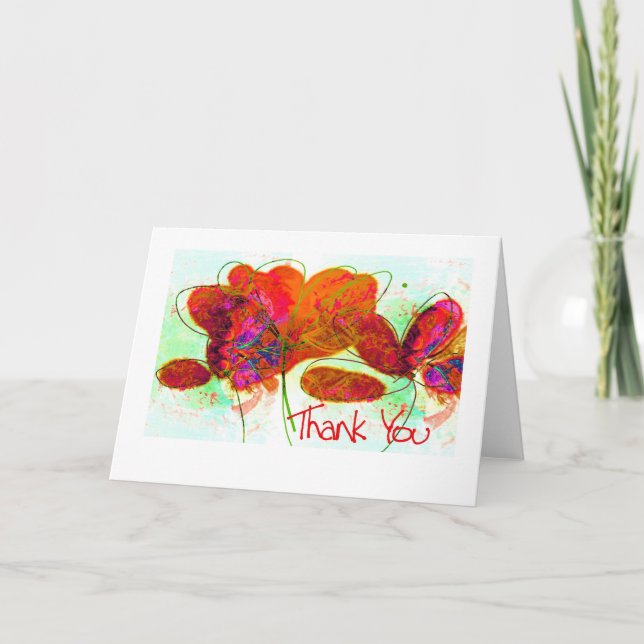 flores abstractas Gracias tarjeta en blanco dentro (Anverso)
