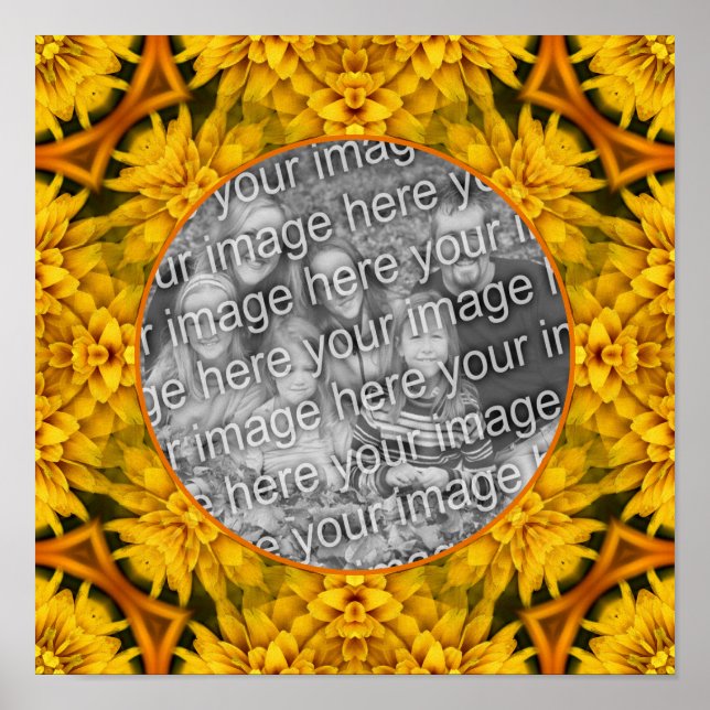 Flores abstractas marco de arte crea tu propia fot (Frente)