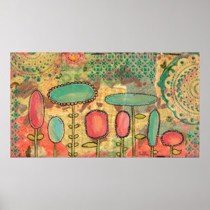 Flores abstractas modernas mezclan arte de pintura