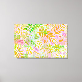 Flores abstractas y hojas lienzo