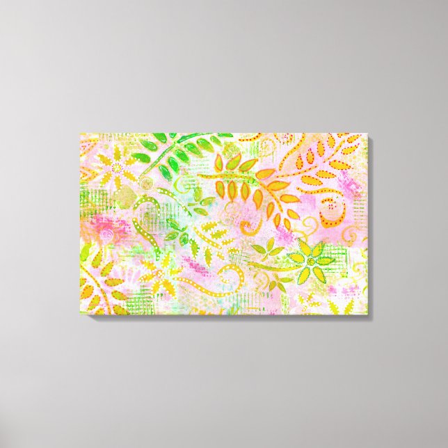 Flores abstractas y hojas lienzo (Anverso)