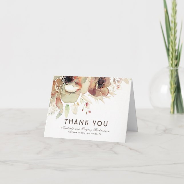 Flores Acuarela Vintage Agradecimiento Boda (Anverso)