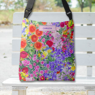 Flores acuarelas coloridas patrón de la bolsa de t