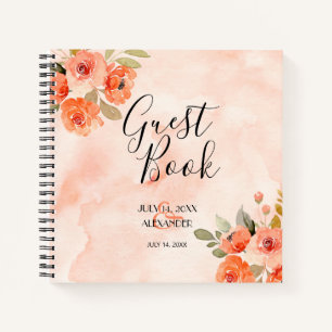 Flores acuarelas del Naranja del libro de bodas