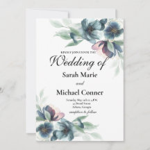 Flores acuarelas Invitación a la boda