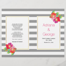 Flores acuarelas y programa de bodas en blanco y g