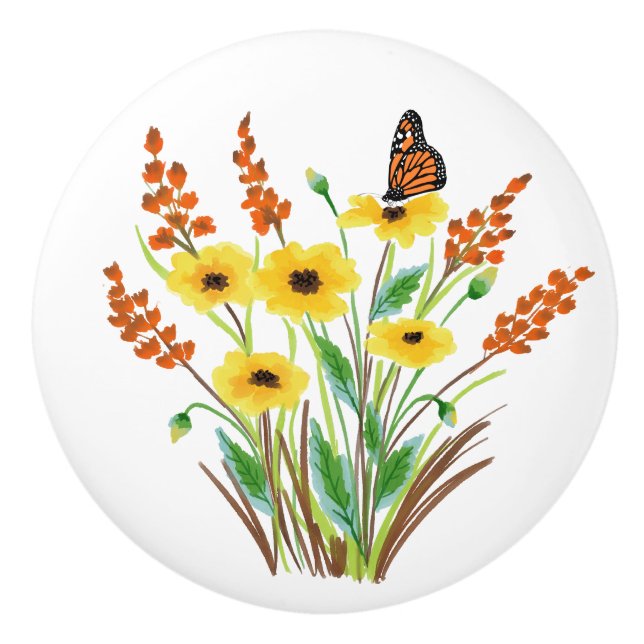 Flores acuáticas 07 Personalizado Pomo de cerámica (Anverso)