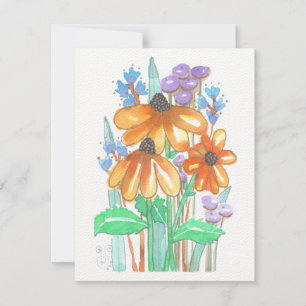 Flores acuáticas-5 (4,25" x 5,5") Tarjeta de nota 