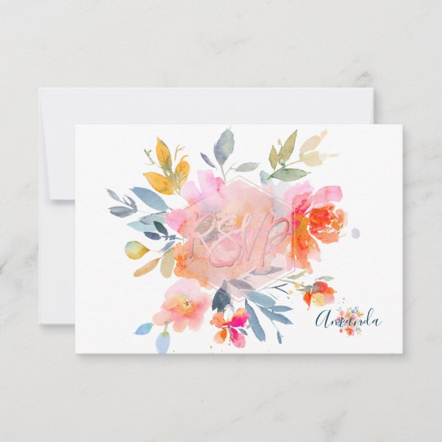 Flores acuáticas de PixDezines RSVP Bat Mitzvah ✡ (Anverso)