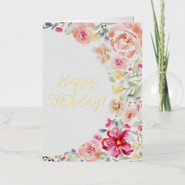 Flores acuáticas modernas frustradas Feliz cumplea (Anverso)