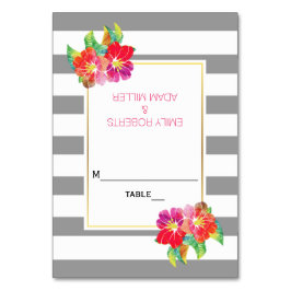 Flores acuáticas rayas boda tarjeta de escolta