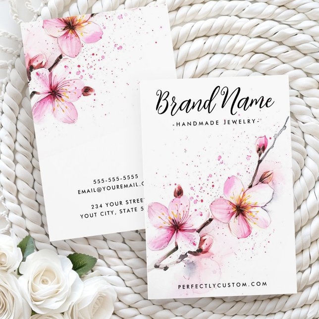 Flores acuáticas rosas tarjeta de arete (Pink watercolor flowers earring card)