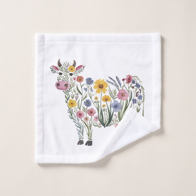 Flores acuáticas silvestres en forma de vaca pura (Toallita)