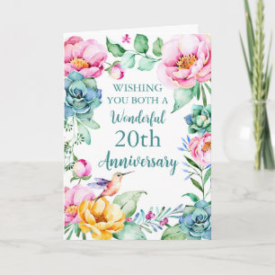 Flores acuáticas Tarjeta de aniversario 20 Bodas