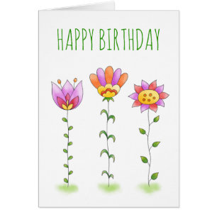 Flores acuáticas Tarjeta de cumpleaños feliz de ma