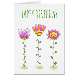 Flores acuáticas Tarjeta de cumpleaños feliz de ma