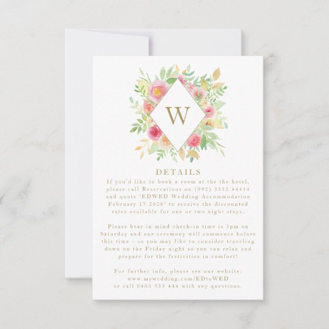 Flores acuáticas Tarjeta de envoltorio Monograma B (Anverso)