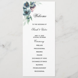 Flores acuáticas tarjeta de programa de dos caras