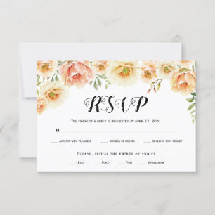 Flores acuáticas tipografía boda tarjeta RSVP