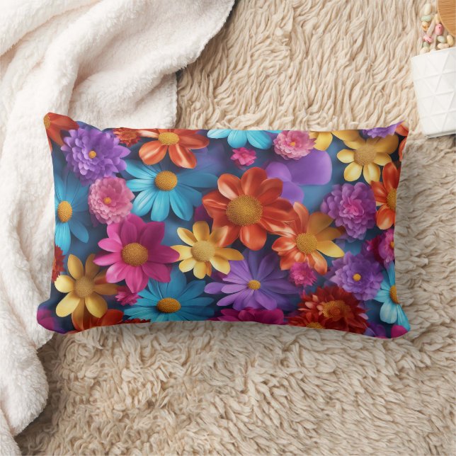 Flores - Almohada lumbar 13" x 21" (Manta)